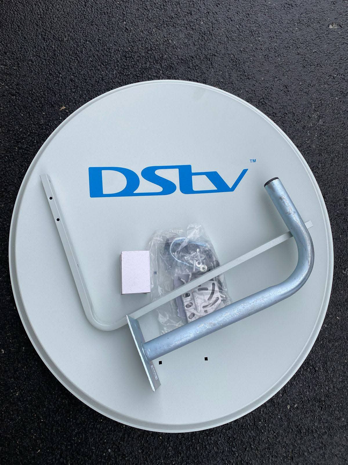 DStv dish with mounting bracket and installation hardware kit
